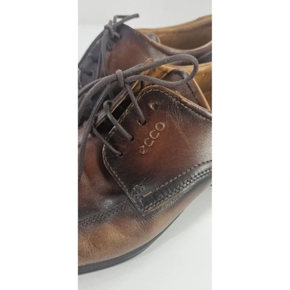 Ecco Calcan Shoes Men's Size 41 /~7 Apron Toe Derby Business Lace up Dress Brown